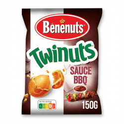 Sachet 150g Benenuts Twinuts Sauce BBQ cacahuètes enrobées prix discount Province de Liège.