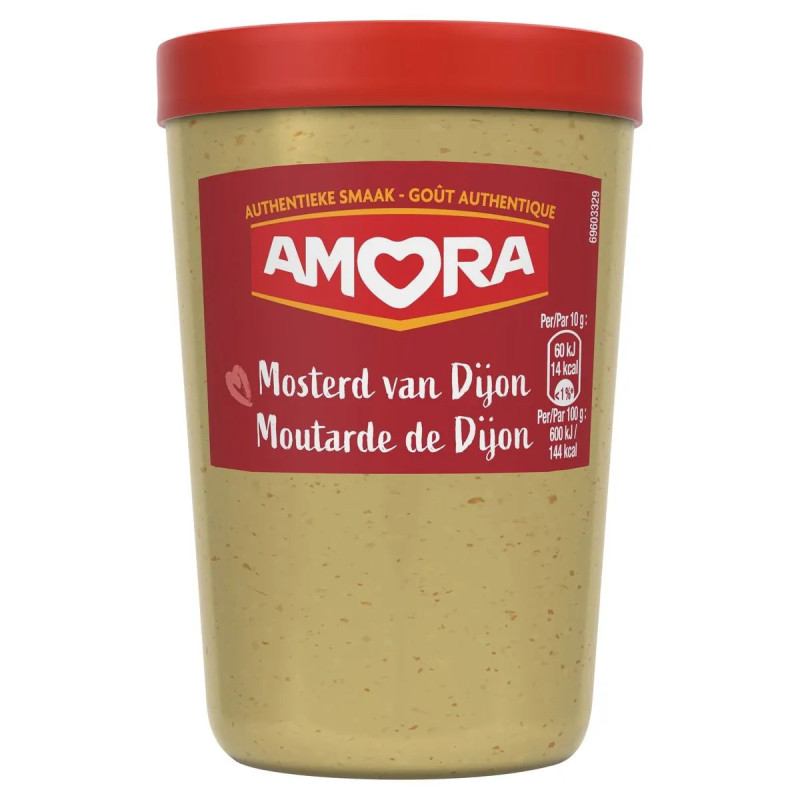 Verre Moutarde de Dijon Amora 185g condiment piquant discount Province de Liège.