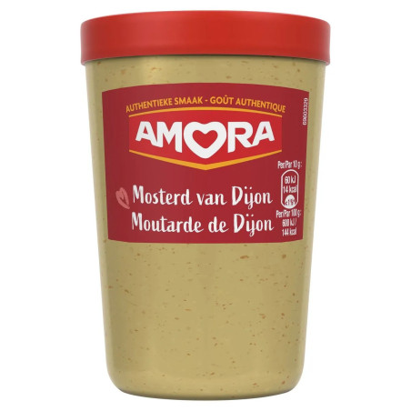 Verre Moutarde de Dijon Amora 185g condiment piquant discount Province de Liège.