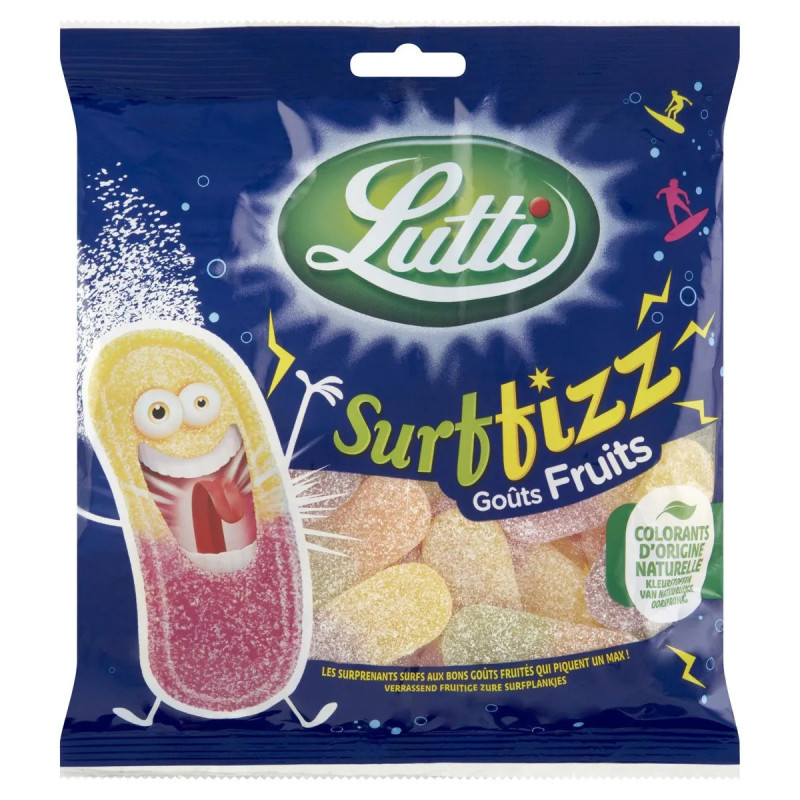 Sachet bonbons Lutti Surffizz 200g acidulés fruités prix discount province de Liège.