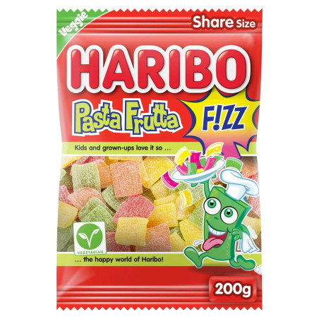 Sachet Haribo Pasta Frutta Fizz 200g bonbons acidulés Papy Discount Liège.