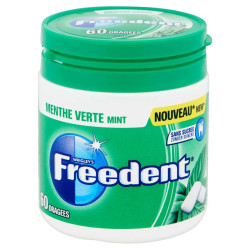 Boîte 60 pièces chewing-gums Freedent Menthe Verte haleine fraîche prix discount Liège.