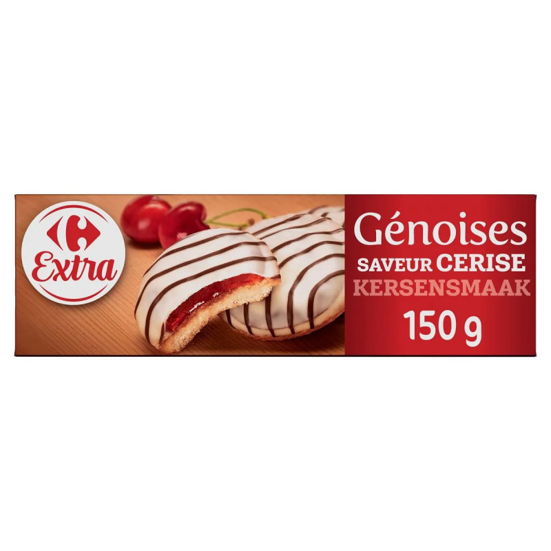 Biscuits génoises cerise Carrefour 150g - Discount livraison Province de Liège