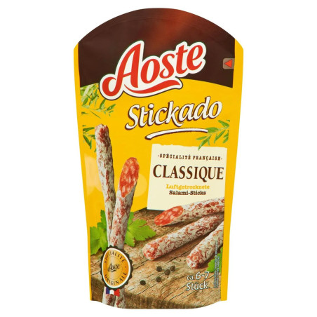 Sachet mini saucissons secs Aoste Stickado Classique 70g Papy Discount Liège.