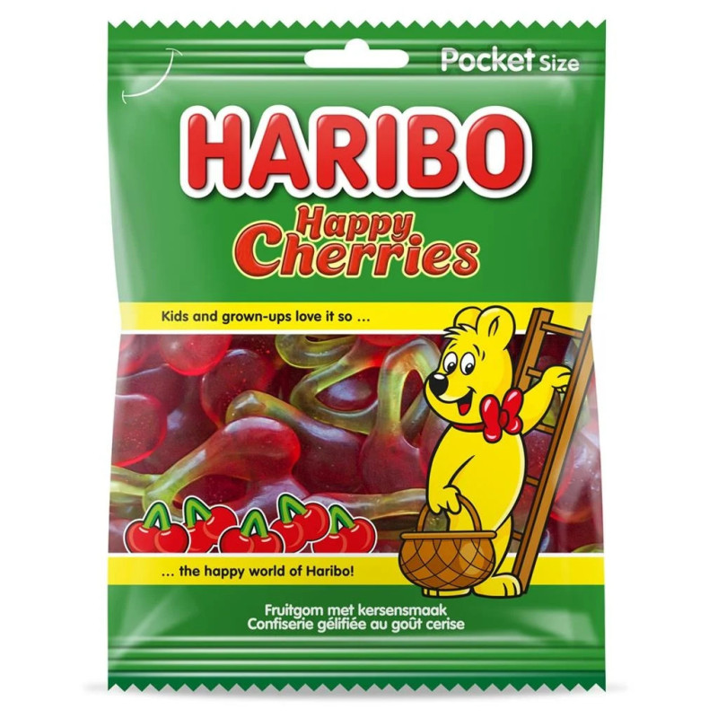 Sachet Haribo Happy Cherries 75g bonbons cerise discount province de Liège.