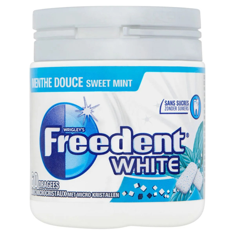 Pot de 60 chewing-gums Freedent Menthe Douce sans sucres prix discount Province de Liège.