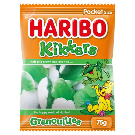 Sachet Haribo Grenouilles 75g bonbons gélifiés fruités discount Province de Liège.