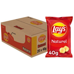 Boîte de 20 sachets Lay's Naturel 40g chips croustillantes prix discount Province de Liège.