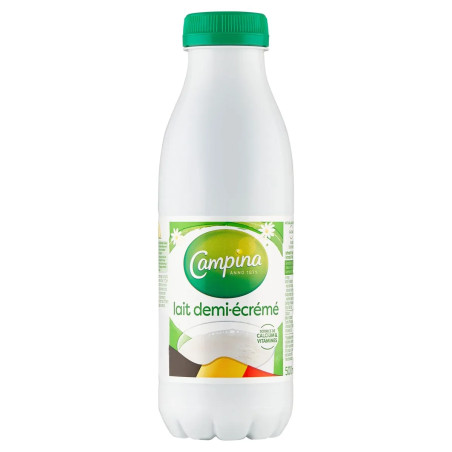 Bouteille de lait Campina demi écrémé 50cl prix discount province de Liège.