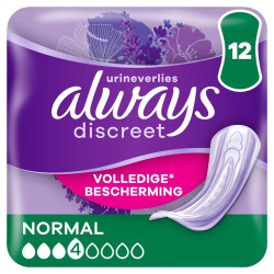 Serviettes Always Discreet Normal 12 pièces protection fuites urinaires discount Liège.