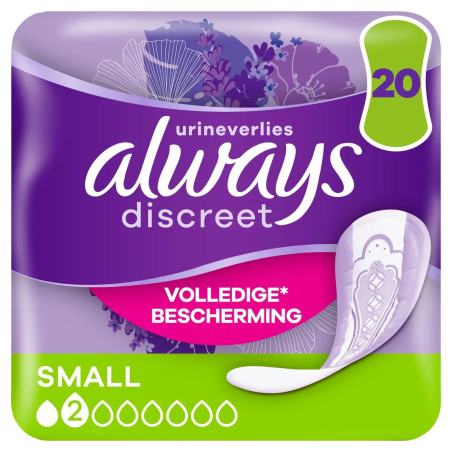 Serviettes Always Discreet Small 20 pièces protection fuites urinaires discount Liège.