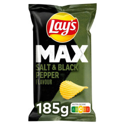 Chips Lay's Max Sel & Poivre Noir 185g - Snack discount livraison Province de Liège