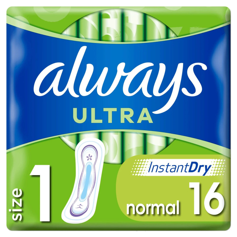 Serviettes hygiéniques Always Ultra Normal 16 pièces protection quotidienne discount Liège.