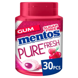 Boîte Mentos Pure Fresh Cerise 30 pièces chewing-gum cœur liquide discount Liège.
