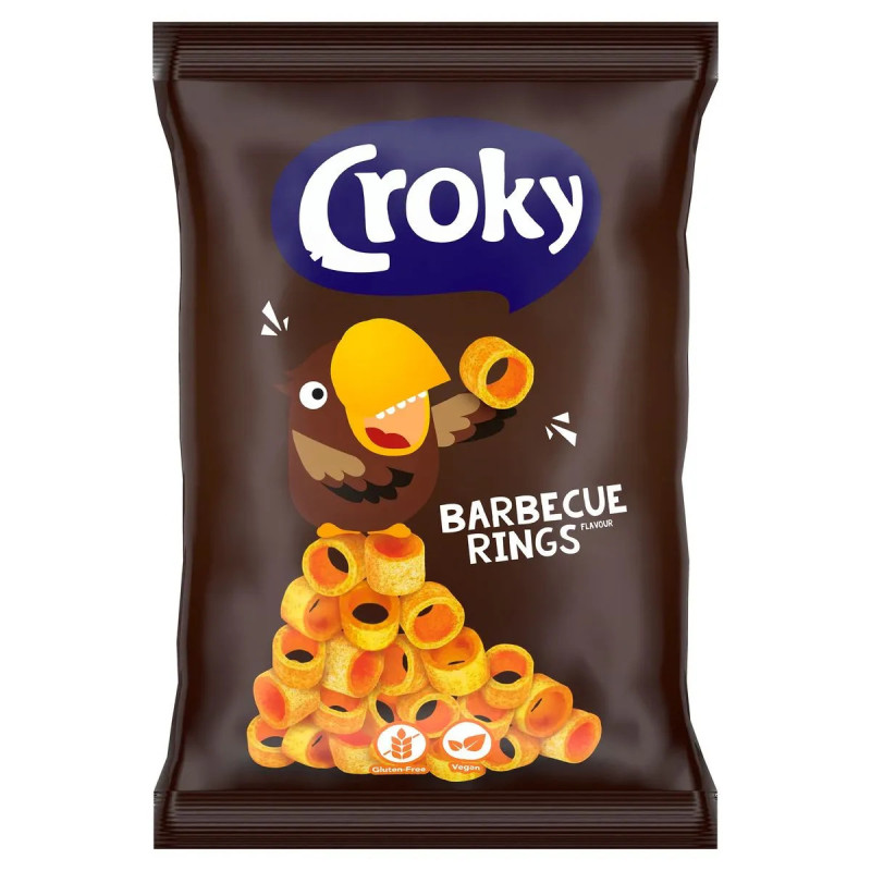 Sachet chips Croky Barbecue Rings 100g saveur fumée prix discount Province de Liège.