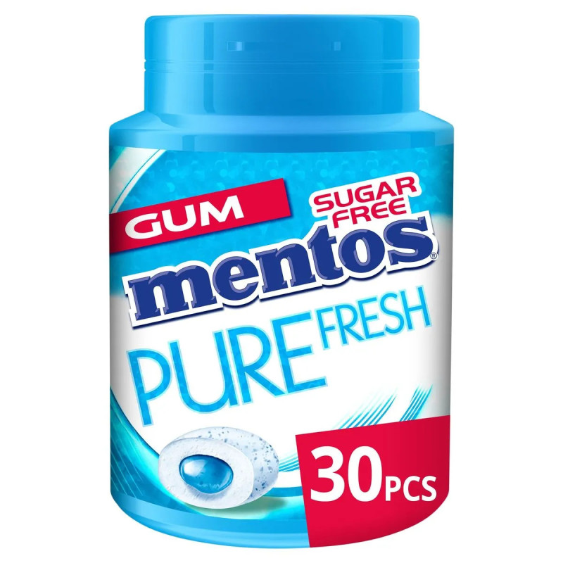 Boîte Mentos Pure Fresh Mint 30 pièces chewing-gum cœur liquide discount Liège.