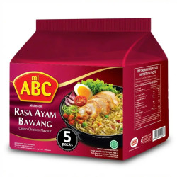 Nouilles instantanées Mi ABC Poulet Oignon pack 5x65g repas rapide discount Liège.