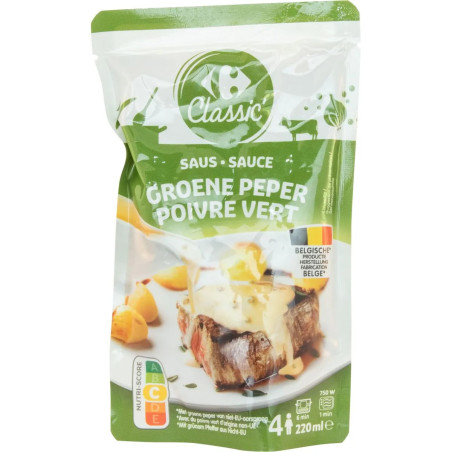 Sauce poivre vert Carrefour 220ml sachet - Discount livraison Province de Liège
