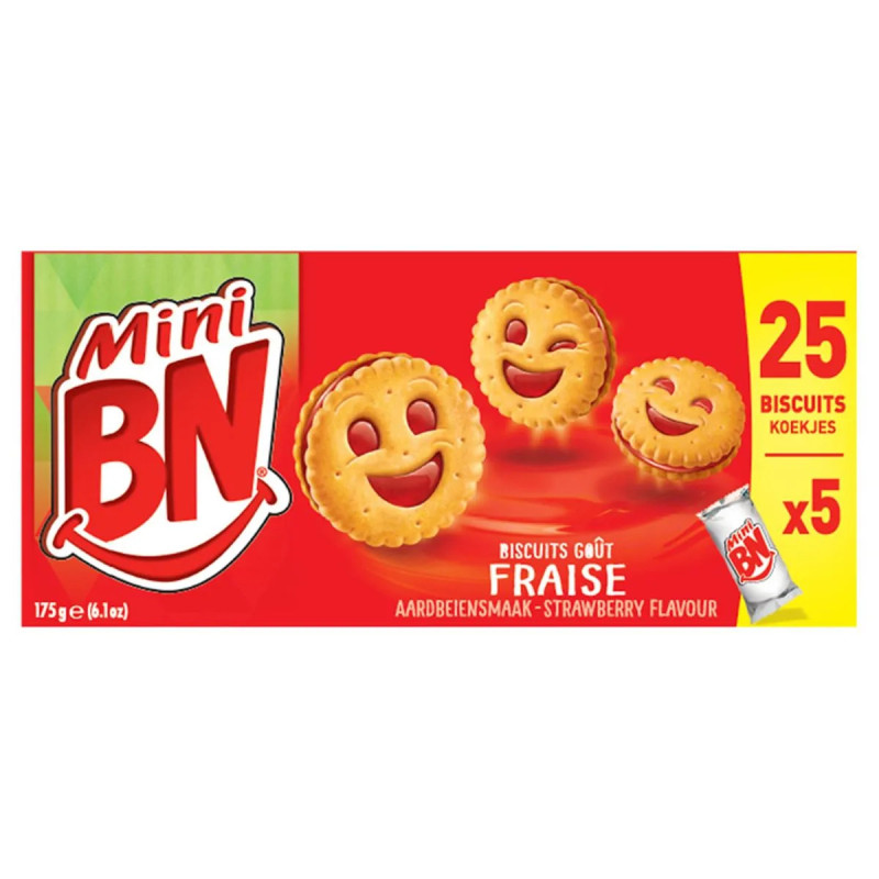 Sachet 5x35g biscuits BN Mini Goût Fraise format individuel prix discount Province de Liège.