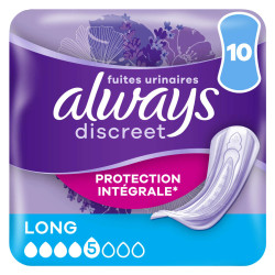 Always Discreet Long 10 serviettes fuites urinaires protection discrète Liège.