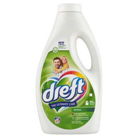 Bidon lessive liquide Dreft Original 1,44L 32 doses propreté linge Papy Discount Liège.