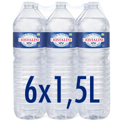 Pack 6 bouteilles eau de source Cristaline 1,5L prix discount Province de Liège.