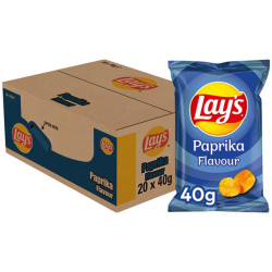 Boîte de 20 sachets Lay's Paprika 40g chips croustillantes prix discount Liège.