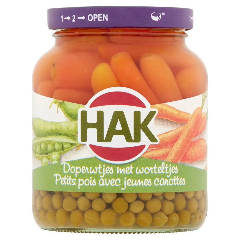 Hak Petits Pois & Jeunes Carottes Bocal 350 Gr