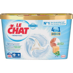 Lessive Le Chat Discs Sensitive 16 capsules prix discount Province de Liège.