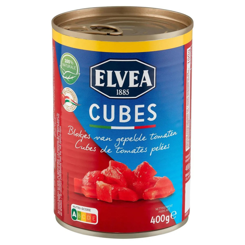 Cubes de tomates Elvea 400g - Conserve discount livraison Province de Liège