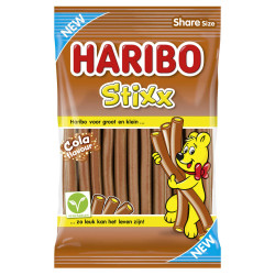 Sachet Haribo Stixx Cola 160g sticks gélifiés Papy Discount Liège.