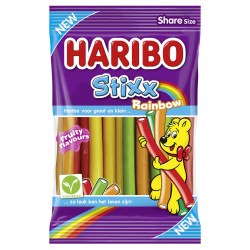 Sachet Haribo Stixx Rainbow 160g sticks gélifiés multicolores Papy Discount Liège.