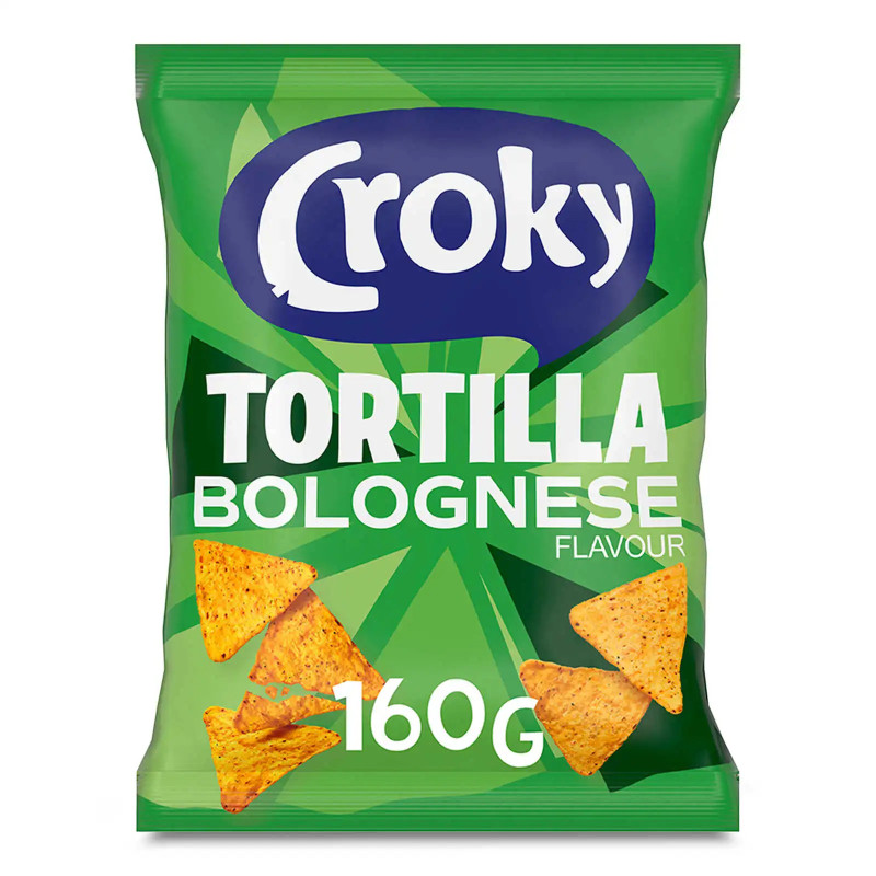 Chips Croky Tortilla Bolognese 160g snack apéritif discount Liège.
