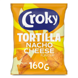 Sachet chips Croky Tortilla Nacho Cheese 160g apéritif discount Liège.