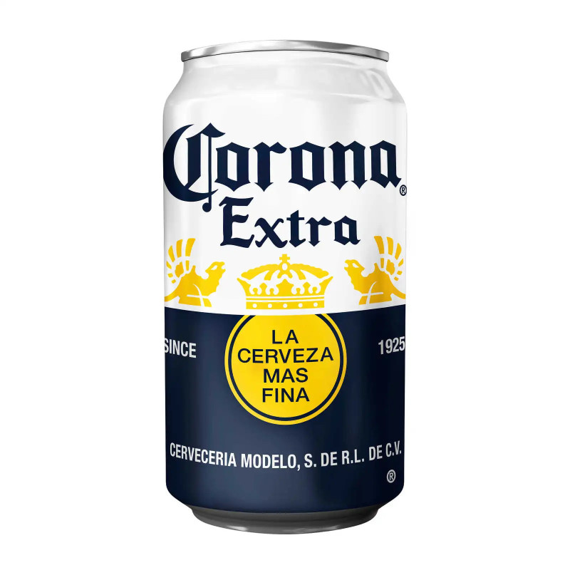 Canette Corona Extra 33cl bière blonde 4,5% Alc Papy Discount Liège.