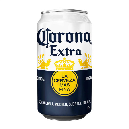 Canette Corona Extra 33cl bière blonde 4,5% Alc Papy Discount Liège.