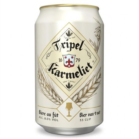 Canette bière Tripel Karmeliet 33cl triple 8,4% Alc Papy Discount Liège.