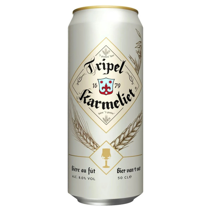 Canette 50cl bière Tripel Karmeliet triple 8,4% Alc Papy Discount Liège.
