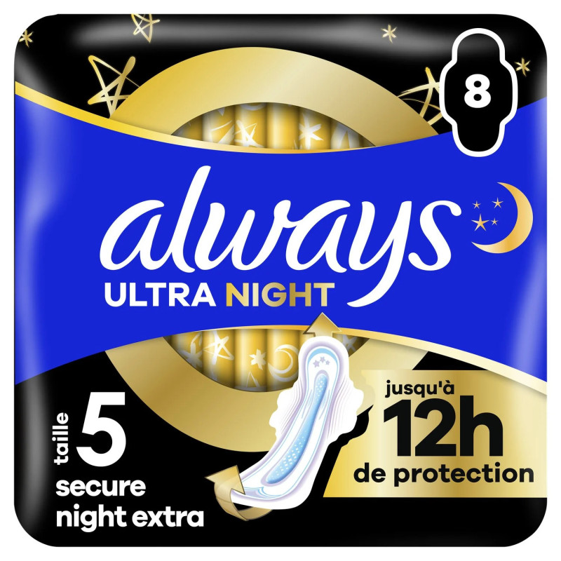 Always Ultra Secure Night Extra Taille 5 serviettes hygiéniques protection nuit discount Liège.