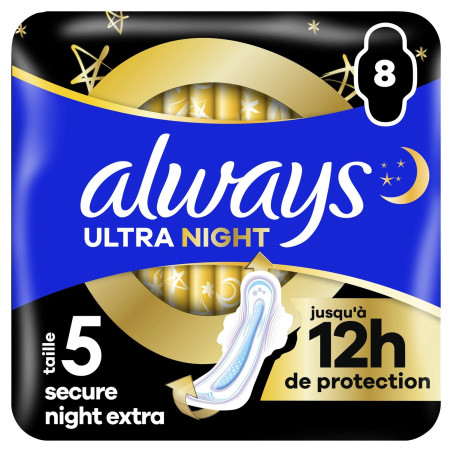 Always Ultra Secure Night Extra Taille 5 serviettes hygiéniques protection nuit discount Liège.