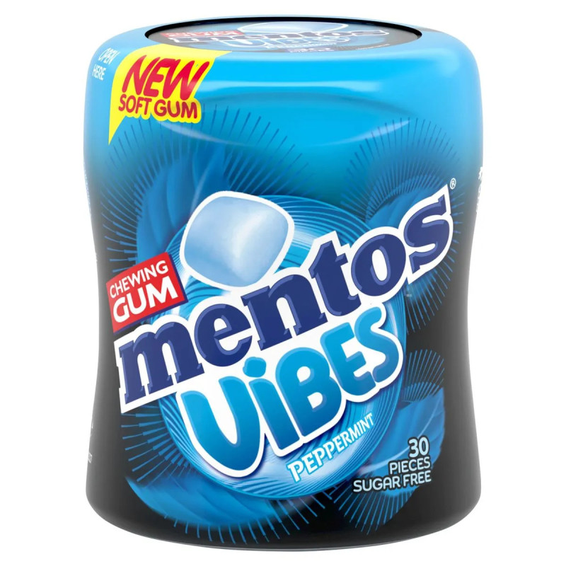 Boîte Mentos Vibes Peppermint 30 pièces chewing-gum fraîcheur menthe discount Liège.