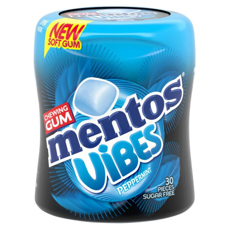 Boîte Mentos Vibes Peppermint 30 pièces chewing-gum fraîcheur menthe discount Liège.