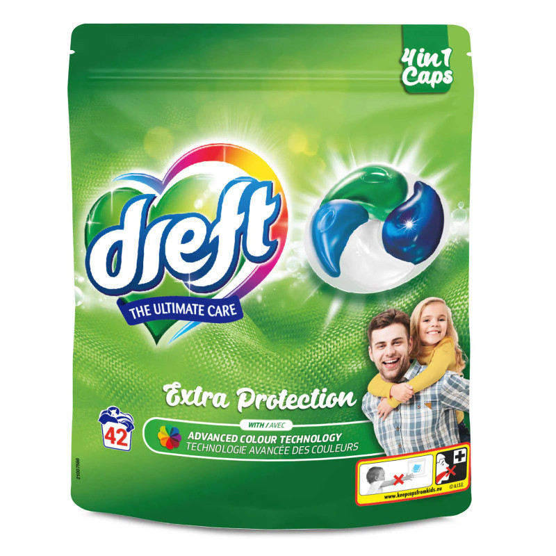 Lessive en capsules Dreft Regular Extra Protection 42 pièces discount Province de Liège.
