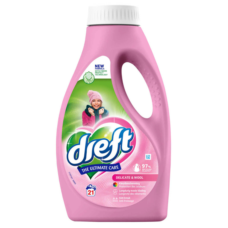 Lessive liquide Dreft Laine & Soie 21 doses soin linge délicat discount Liège.