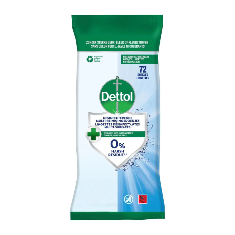 Pack 72 lingettes désinfectantes Dettol multi-surfaces discount Liège.