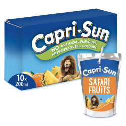 Pack 10 pochettes Capri-Sun Safari Fruits 200ml boisson exotique discount Liège.