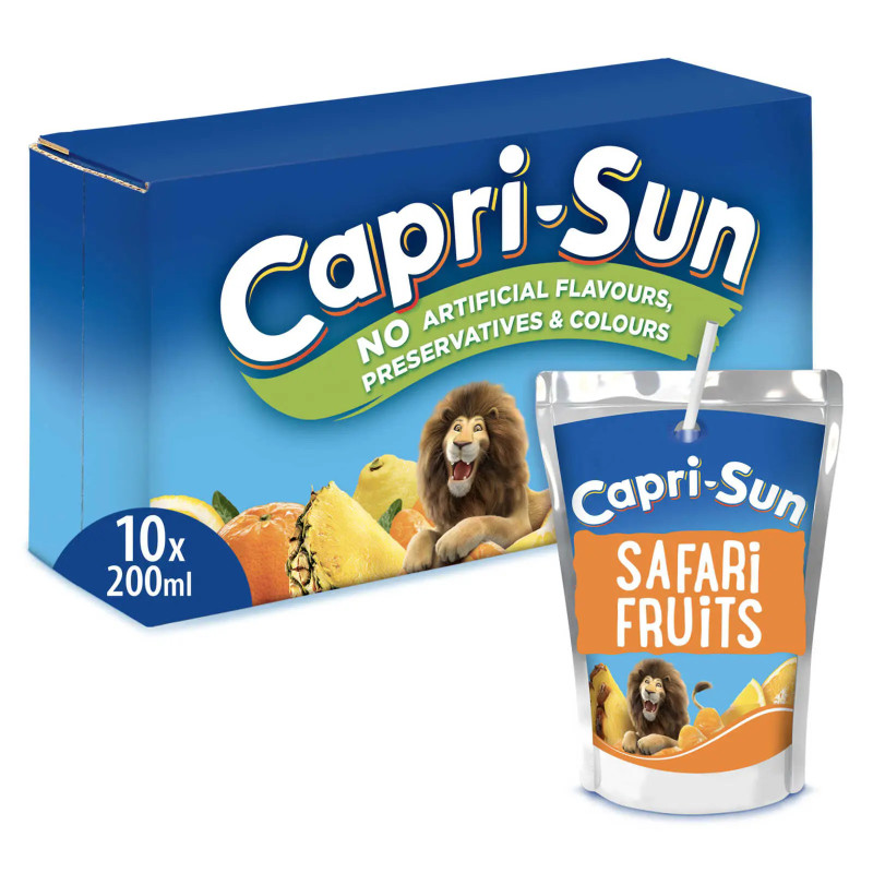 Pack 10 pochettes Capri-Sun Safari Fruits 200ml boisson exotique discount Liège.