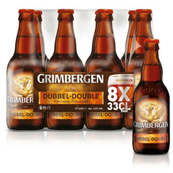 Pack 8x33cl Grimbergen Double bière bouteille ambrée discount Province de Liège.