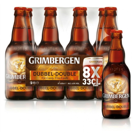 Pack 8x33cl Grimbergen Double bière bouteille ambrée discount Province de Liège.