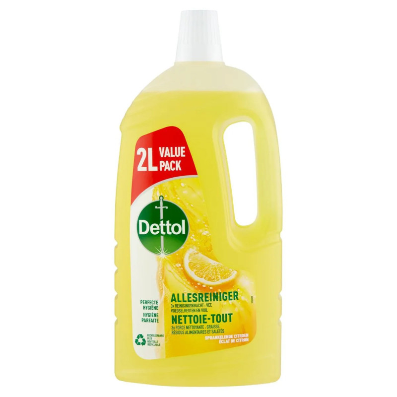 Bidon Dettol Éclat de Citron 2L nettoyant multi-surfaces discount Province de Liège.